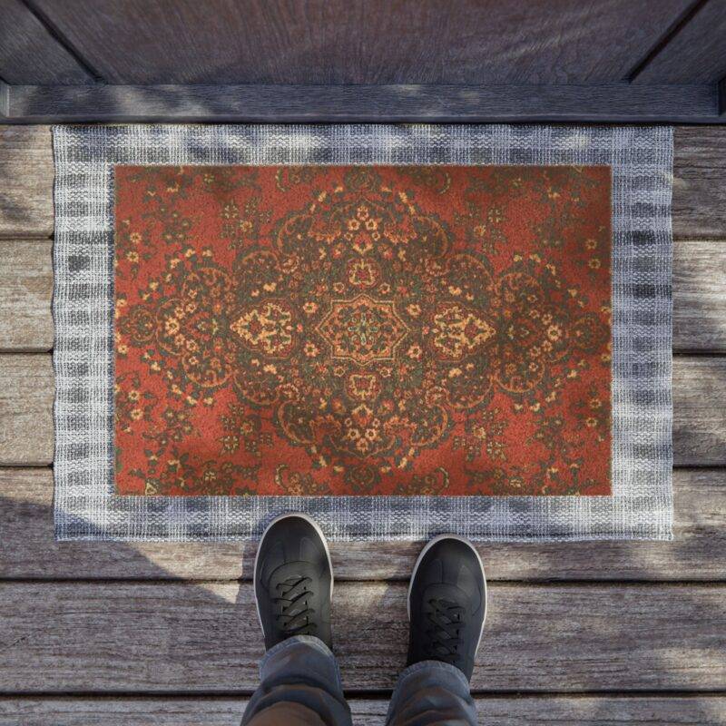 Red Persian Rug Carpet - 24" x 16" Premium Coconut Coir Door Mat - Image 4